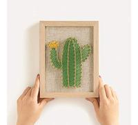 FunSpace Manualidades con Hilo y Clavos con Bastidor y Todos los Accesorios Necesarios para Niños, Adultos, Estudiantes - Decoración de Pared para el Hogar - Regalo Único (Cáctus)