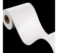 FunStick 10CM×5M Borde Papel Pintado Blanco Brillante Borde de Papel Pintado Autoadhesivo Pared Blanco Cenefa Adhesiva para Pared Bordes Decorativo para Espejo Blanca Brillantina Cenefas Adhesivas