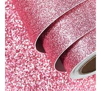 FunStick 40CMX6M Papel Pintado Pared Dormitorio Rosa Brillo Papel de Pegatinas Álbum Scrapbook Brillantina Purpurina Rosa Vinilo Adhesivo Muebles Niños Decoración Cartulina Adhesiva Bricolaje