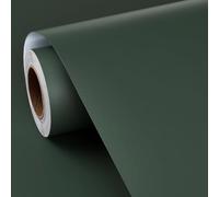 FunStick 40CMx6M Papel Pintado Pared Verde Oscuro Liso Papel Pared Autoadhesivo Dormitorio Salón Impermeable Vinilo Adhesivo Muebles Cocina Verde Oscuro Vinilos Lisos para Muebles Puertas de Armario