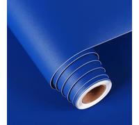 FunStick 40x600cm Papel Pintado Azul Liso Papel Pintado Autoadhesivo Pared Dormitorio Baño Impermeable Vinilo Adhesivo Muebles Cocina Armarios Encimera Vinilo Adhesivo Azul Real Revestimiento Cocina