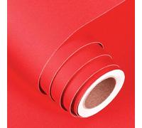 FunStick 60CM×5M Papel Adhesivo Color Rojo Papel Pintado Infantil Autoadhesivo Pared Dormitorio Salón Impermeable Vinilo Adhesivo Muebles Rojo Mate Vinilos Armarios Cocina Vinilo Adhesivo Pared Baño
