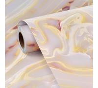 FunStick 60CMx5M Papel Pintado Pared Rosa Marmol Líquido Papel Pintado Autoadhesivo Encimera Cocina Baño Impermeable Vinilo Adhesivo Muebles Cocina Marmol Rosa Dorado Vinilo Adhesivo Pared Dormitorio