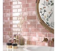 FunStick Azulejos Adhesivos Cocina Rosa 30×30CM 5 Baldosas Adhesivas Baño Vinilo Adhesivo Azulejos Pared Cocina Lavable Losetas Vinilo para Paredes Baño Rosa Pegatinas de Azulejos Vinilo Autoadhesivo