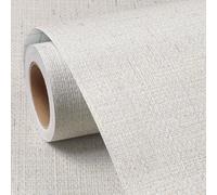 FunStick Papel Pared Autoadhesivo Blanco Beige Vinilo Adhesivo Muebles Dormitorio Impermeable Papel Pintado Pared Baño Textura Efecto Lino Revestimiento Salon Vinilos Adhesivos Blanco Neutro 40CMx2M