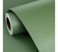 FunStick Papel Pintado Autoadhesivo Verde Pino Papel Adhesivo Pared Habitacion Cocina Vinilo Adhesivo Muebles Armario Escritorio Vinilo Adhesivo Verde Salvia Color Liso Revestimiento Pared 40CM×2M