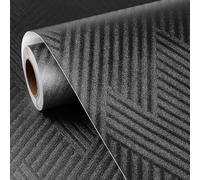 FunStick Papel Pintado Geometrico Autoadhesivo Texturizado Papel Adhesivo Pared Negro Moderno Impermeable Vinilo Adhesivo Dormitorio Baño Pared Vinilo Adhesivo Muebles Negro Armario Cocina 30CMx5M