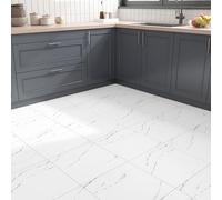 FunStick Suelo Blanco Vinilos para Suelos Vinilo Autoadhesivo Blanco Baño Vinilo Adhesivo Suelo Marmol 30x30CM 5 Baldosas Adhesivas Cocina Suelos Vinilicos Autoadhesivos Baño Salón Efecto Marmol