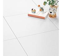 FunStick Suelo Vinilo Autoadhesivo Blanco 30×30CM Vinilico Suelo Baño Comedor Adhesivo PVC Suelo Lavable Pegatinas de Baldosas Pared Blanco Papel Vinilo Adhesivo para Azulejos de Cocina 5 Losetas