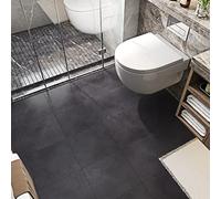 FunStick Suelo Vinilo Autoadhesivo Negro Antracita Efecto Cemento Suelo Vinilico Autoadhesivo Cocina Baño Impermeable Vinilo Adhesivo Suelos Gris Oscuro Hormigón Decorativo 30×30CM 5 Baldosas Suelos