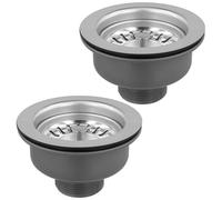 FUNSUEI 2 Unidades de Desagüe de Fregadero, Tapón de Fregadero de Cocina, Cesta de Colador para Residuos, Válvula de Colador, 114 mm, Acero Inoxidable
