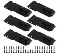 FUNSUEI 6 cierres de candado negros, cerrojo de puerta de cobertizo, cerradura de cierre de puerta resistente con tornillos, pestillo de grapa de acero inoxidable para cobertizo, garaje, ventana,