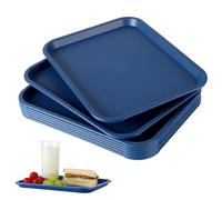 FUNSUEI 8 Bandejas de Comida Rápida de Plástico Rectangular, 35 x 27 x 2,3 cm, Apilables Antideslizantes, Apto para Lavavajillas, para Restaurante, Cantina, Cafetería