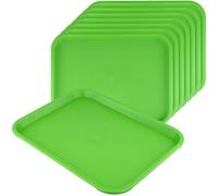 FUNSUEI 8 Bandejas de Servicio de Plástico Rectangulares Verdes para Comida Rápida, 35 x 27 x 2,3 cm, Bandejas de Plástico Verdes para Cocina, Restaurante y Panadería