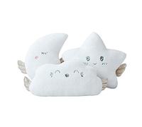 Cojín de Peluche Suave y Decorativo para sofá y habitación de los niños, cojín de Seguridad Bordado, Fondo de Accesorios de fotografía para niños, Novia, Nubes, Estrella + Luna