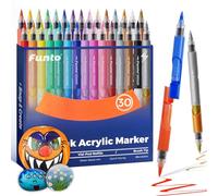 Funto ClickLink Marcadores Acrílicos Recargables, 30 colores con cartuchos de tinta visibles y puntas doble pincel - rotuladores acrílicos de secado rápido, base acuosa, para cerámica, vidrio, madera