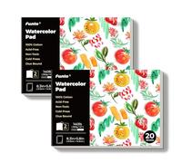 Funto Watercolor Paper Pads, 2 value packages, 100% Cotton, 20 Sheets Each, 8.3" x 5.8", 140lb (300gsm), Glue Bound, Easy Tear Watercolor Paper for Travel Drawing and Mixed Media
