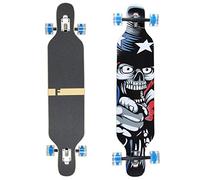 FunTomia Longboard Drop Through Cruiser - Tabla de Skate Completa con rodamientos Mach1 High Speed T-Tool con y sin Ruedas led Flex 1 - 25 hasta 122 kg Madera de Arce/Color América LED