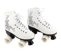 FunTomia Retro Quad Patines Disco con 4 Ruedas - en Diferentes tamaños 30-42 (Blanco, 30)