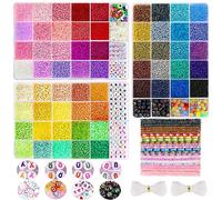 Funtopia 36600 Piezas 2mm Abalorios para Hacer Pulseras, 60 Colores Cuentas para Pulseras, Friendship Bracelet Kit con 408 Letras, Bolitas para Hacer Pulseras Niñas Adultos