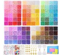 Funtopia Abalorios para Hacer Pulseras, 4 mm 13000 Piezas Abalorios Semillas, 120 Colores Cuentas Cristal con Letras Cuentas para Joyas, Kit Pulseras Collares para Niños y Adultos DIY Manualidad