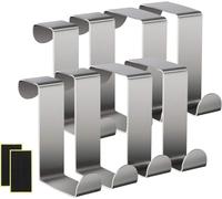 Funver Juego de 8 Ganchos Reversibles De Acero Inoxidable Para Puerta, Perchero Puerta Dormitorio, Con 16 Almohadillas De Espuma Para Gabinetes De Cocina Cajones De Tocador cocina baño