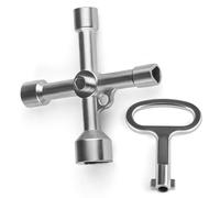 Funver Llave de Utilidad Multifuncional, Llave Triangular de 4 VíAs, 5 TamañOs de DiáMetro Interior, (7 Mm, 10 Mm, 12 Mm, 13 Mm Y 18 Mm), Llave Cuadro Electrico para Medidores de Agua Y Gas