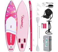 FunWater Tabla de Paddle Surf Hinchable Sup Ultraligera con Sistema ISUP, 3 Aletas, Remo Ajustable, Bomba, Mochila, Leash de Seguridad y Asiento