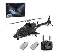 Funwetrike AW-911 Air-wolf RC Helicóptero, escala 1/34, 2.4G 9CH Flybarless RC Helicóptero modelo con modo de acrobacias 6G/3D y sistema de control de vuelo GPS, modelo de avión al aire libre (versión