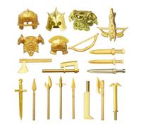Funwetrike Kit de accesorios de paquete de armas medievales, mini personajes de caballero medieval, incluye cascos, armaduras, arcos, espadas, lanzas, hachas, compatible con las principales marcas (20