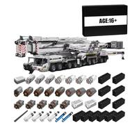 Funwetrike LTM 11200 - Bloques de construcción de camión grúa móvil, juego de bloques de construcción de grúa sobre orugas con 20 motores y pluma de tres etapas, regalo de Navidad para adultos