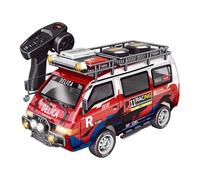 Funwetrike Mini coche de furgoneta a control remoto, escala 1/24, 2.4G, 4WD, auto de deriva de alta velocidad con luces LED y función de marcha atrás, ajustable de tres velocidades, Hobby Crawler para