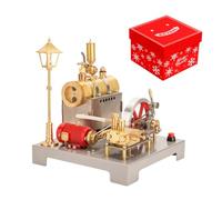 Funwetrike Modelo de motor de vapor que funciona con generador y kit de lámpara de calle, SE-02 motor de vapor estacionario horizontal reversible de metal completo con regulador centrífugo (100 piezas