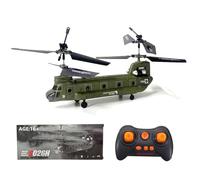 Funwetrike S026H - Helicóptero RC para adultos, 2,4 GHz, 3 canales, avión de transporte con dos rotores, modelo de avión militar con despegue y aterrizaje con botón (RTF)