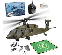 Funwetrike WL K170 - Helicóptero RC, 2,4 GHz, 4 canales, giroscopio de 6 ejes, vuelo de altitud, vuelo flotante, helicóptero militar RC con soporte de pantalla (con posicionamiento de flujo óptico (1