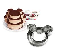 Funwhale Moldes para hornear tartas de cumpleaños de 3 niveles, de acero inoxidable, 3 tamaños, moldes para mousse