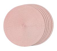 FunWheat - Juego de 6 manteles individuales redondos trenzados para mesas de comedor, lavables, antideslizantes, 38 cm, color rosa melocotón