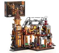 FUNWHOLE Estación de Tren con Luces - Set de Ladrillos de Construcción Modular con 1917 Piezas y Luces LED para Adultos y Adolescentes