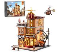 FUNWHOLE Steampunk Flying Club - Juego de construcción iluminado - 1858 piezas de construcción modular para adultos y adolescentes