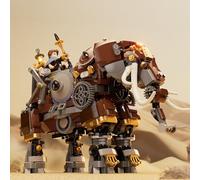 FUNWHOLE Steampunk - Kit de elefante mecánico con luz LED, más de 1700 bloques de sujeción, modelo animal mecánico, aventura del desierto de fantasía con alquimista y guardián, serie de máquinas de