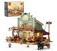 FUNWHOLE Western General Store - Juego de bloques de construcción iluminados, 1895 piezas, colección de la ciudad del oeste para adultos y amantes del oeste