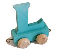 FunWorldToys® - Tren de madera con nombre, diseño de tren de madera (letra L)