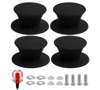 FunWorth Perillas de Silicona para Tapa de Olla, 4 Unidades, Universales con Destornillador, Resistentes al Calor, sin BPA, con Orificio para Tapa de Vidrio, Aptas para Lavavajillas (Negro)