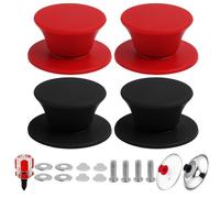 FunWorth Perillas de Silicona para Tapa de Olla, 4 Unidades, Universales con Destornillador, Resistentes al Calor, sin BPA, con Orificio para Tapa de Vidrio, Aptas para Lavavajillas