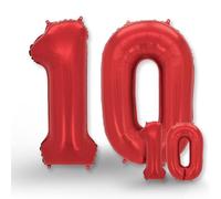 FUNXGO Globo Numero 10 rojo - 100 cm & 40cm - Globos de Cumpleãnos 10 - rojo globo 10 años cumpleaños - Decoracion 10 Cumpleaños - Adecuado para cumpleaños, fiestas sorpresas, fiestas