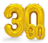 FUNXGO Globo Numero 30 Oro - 100 cm & 40cm - Globos de Cumpleãnos 30 - Oro globo 30 años cumpleaños - Decoracion 30 Cumpleaños - Adecuado para cumpleaños, fiestas sorpresas, fiestas