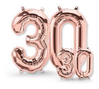 FUNXGO Globos Número 30 Oro Rosa, Set de Globos Gigantes de Aluminio para Cumpleaños, Aniversario y Fiesta, Apto para Helio o Aire