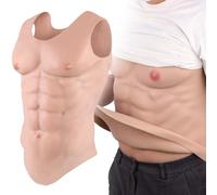 Funxzior Chaleco de Músculos de Silicona Realista 150% Elástico Abdominales Falsos & Pecho Acolchado Traje de Torso Unisex Cosplay Drag Teatro y Halloween (Blanco Marfil, S)