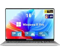 FUNYET Ordenador portátil, portátiles para juegos 2026, PC de 16 pulgadas con Windows 11 Pro, 16 GB de RAM 1 TB SSD, procesador Intel N150 (hasta 3.6 GHz), Office 365, teclado retroiluminado
