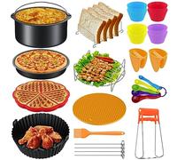 FUNYKICH 17Pcs Accesorios para Freidora de Aire 5L+, XXL, XL, Juego de Accesorios Universal para Freidora sin Aceite, Sin BPA, Antiadherente(22CM)